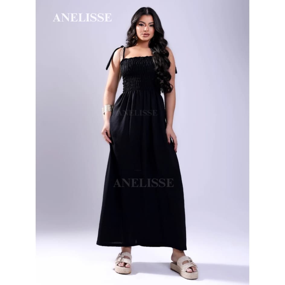 Vestido Longo Feminino De Alcinha Ajustável Fenda Lateral e Lastex