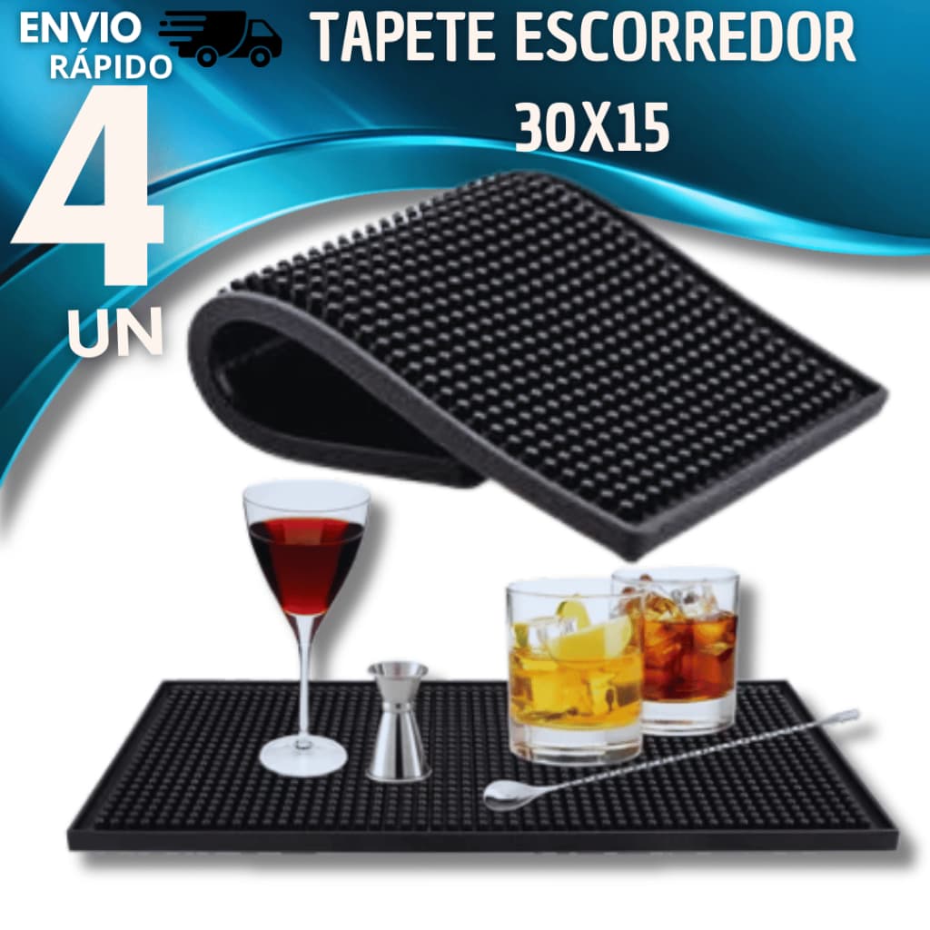 Conjunto Tapete Escorredor de Louça Silicone 30x15 Antiderrapante Para Secar Louça Utensílios