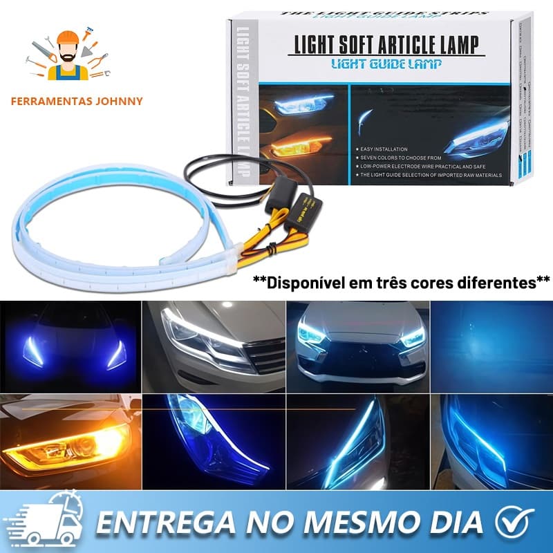 Par de barras de LED DRL 60 cm — 12V faróis automotivos universais, com indicadores de direção sequenciais