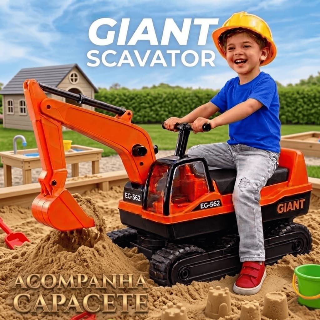 Retroescavadeira Infantil Gigante - Giant Escavator - Roma Brinquedos 1780 Original