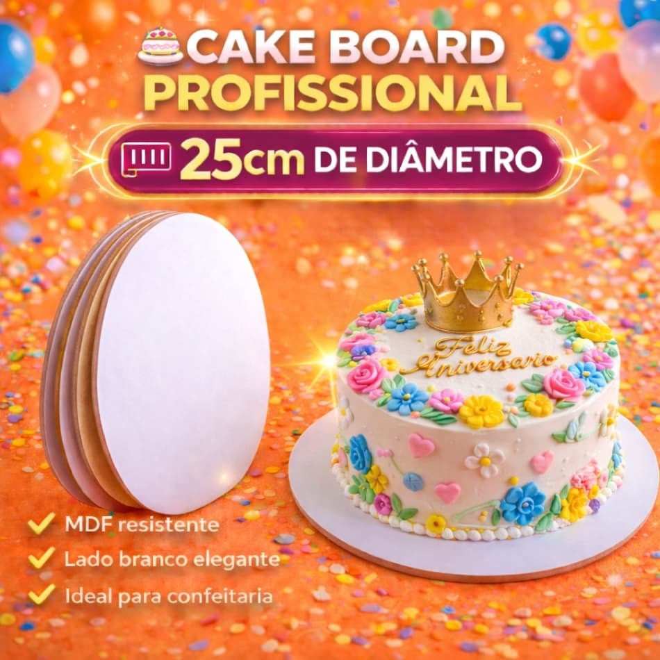 Kit Cake Board 25cm Mdf Supla Confeitaria Frios Cakeboard Tabuleiro Bolo