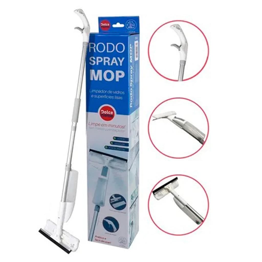 Rodo Spray Mop Pulverizador Integrado Pano Microfibra Limpeza Fácil Sem Balde