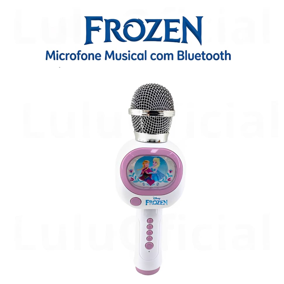 Microfone Musical Infantil Frozen com Bluetooth – Diversão, Música e Karaokê para Crianças