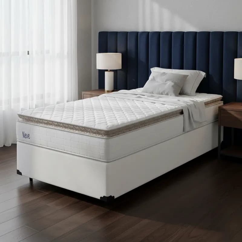 Cama Box com Colchão de Molas Ensacadas Pillow Top Neve Solteiro 88cm