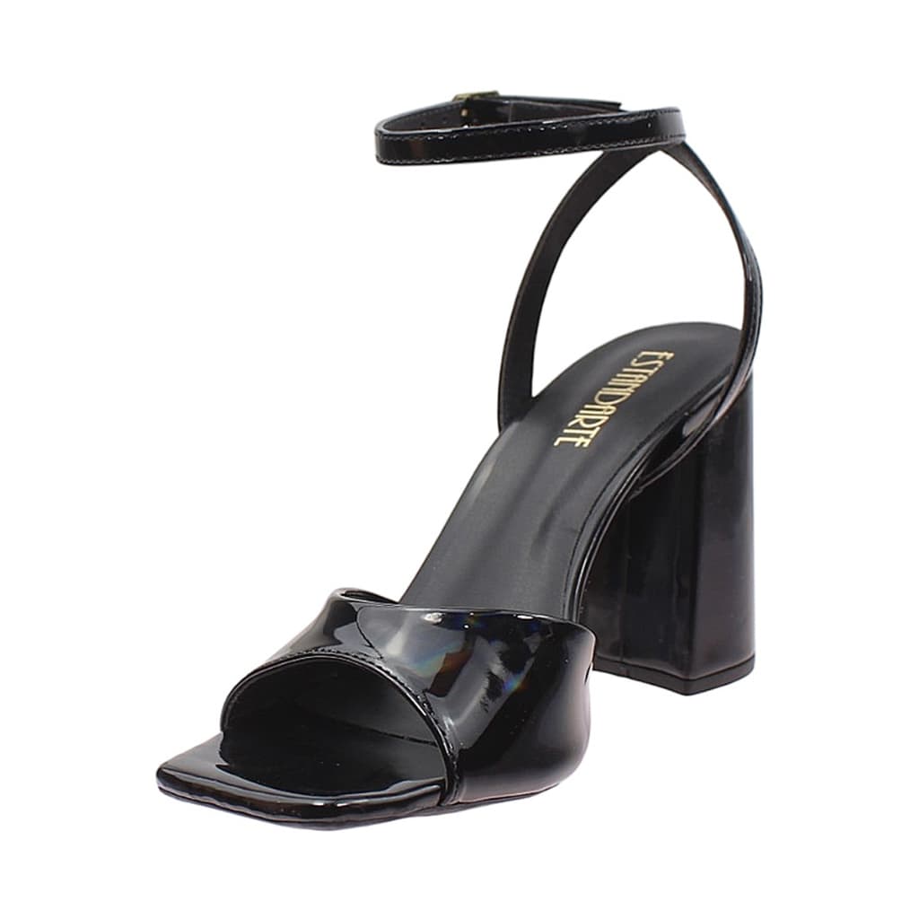 Sandália Salto Bloco Feminina Tiras Elegante Confortável 9cm