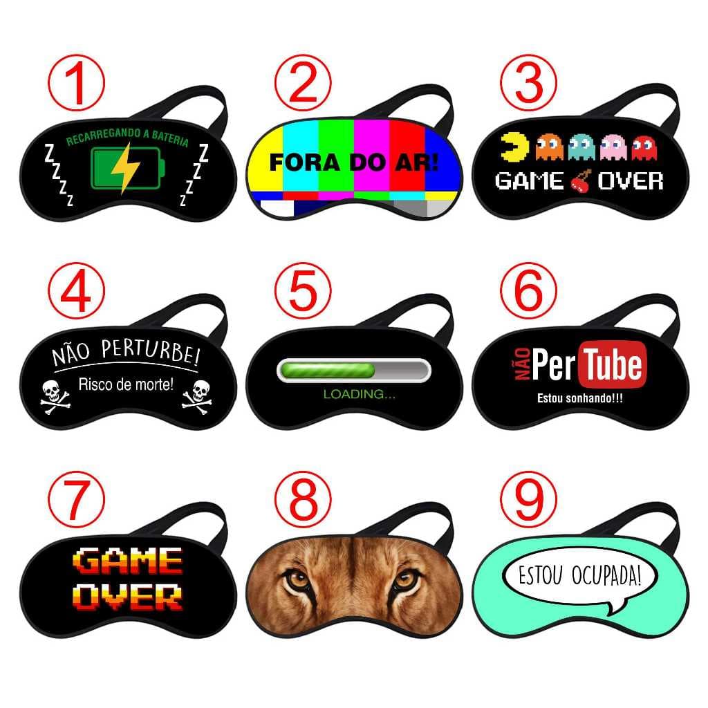 5 Máscaras de Dormir Estampas Variadas - Escolha As Suas Na Foto