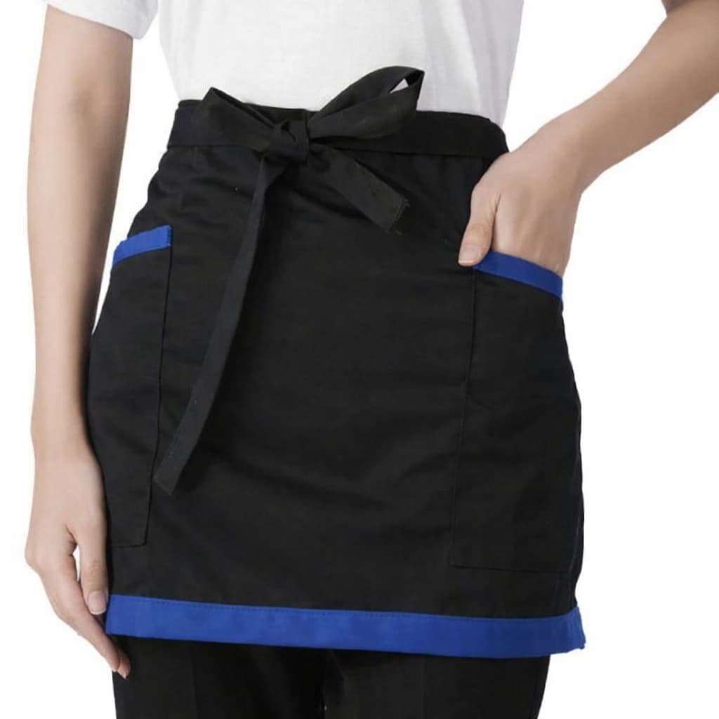 Avental de cintura preto e azul royal 90x45cm