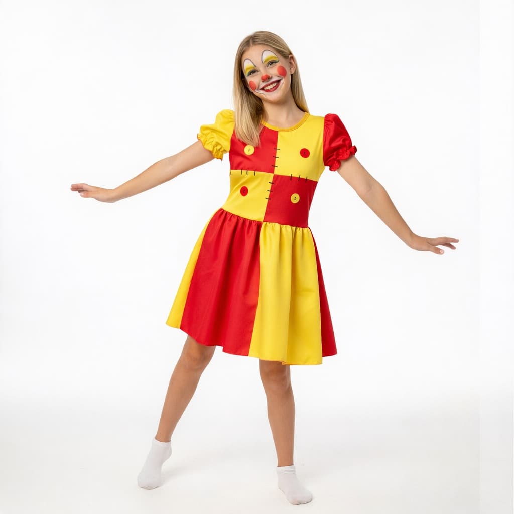 Vestido Fantasia Emilia com short Adulto e inf