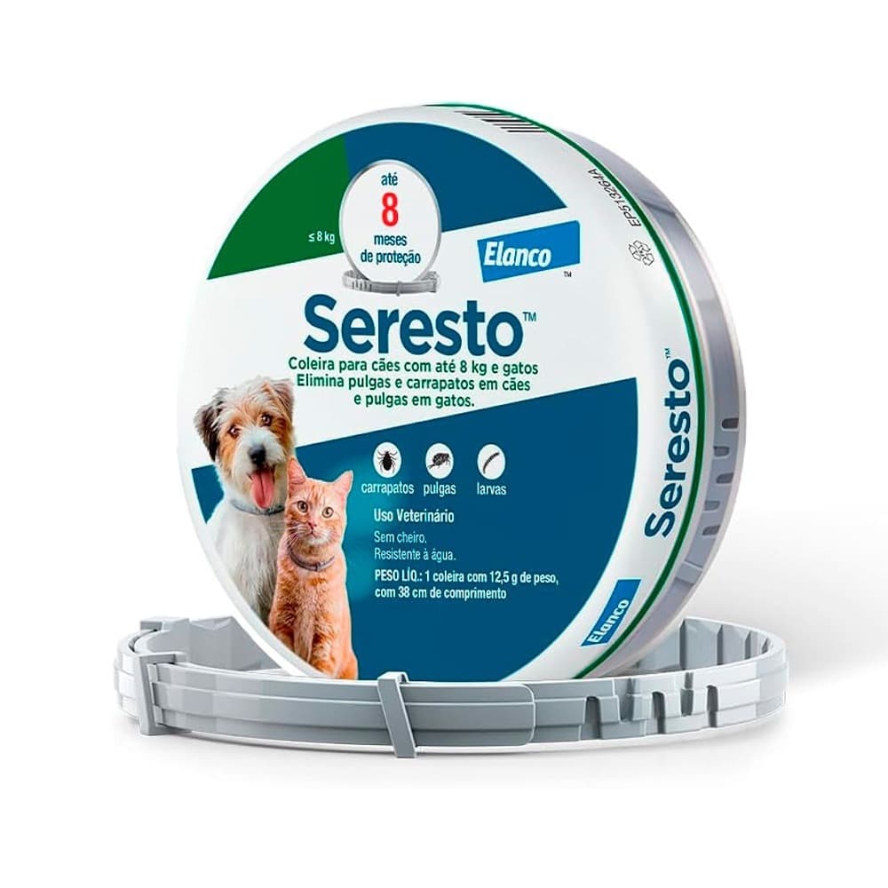 Seresto Cães e gatos até 8 kg - Coleira Antipulgas 8 Meses de Proteção