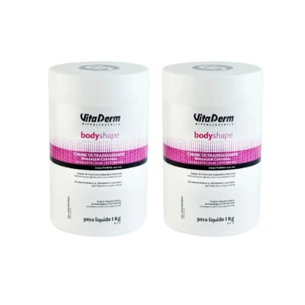 Kit 2 Creme Ultradeslizante Vita Derm Body Shape 1kg •Creme para Massagem Corporal •Uso Profissional