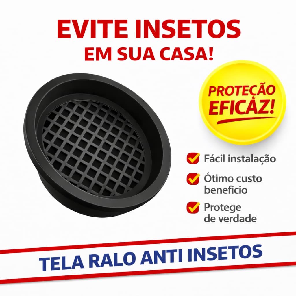 Tela De Proteção Ralos Anti Insetos Baratas 10Cm ou 15Cm Preto Evita Entupimentos