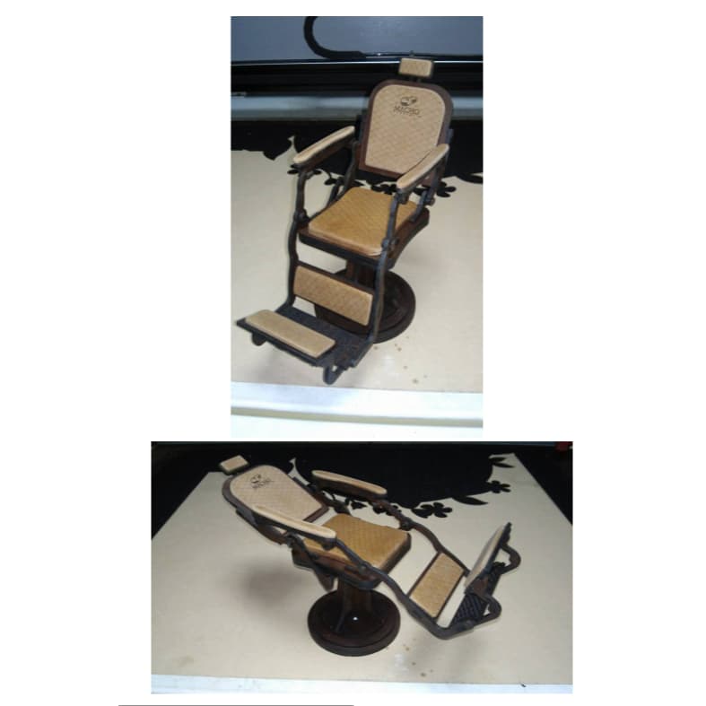 Miniatura Cadeira Barbeiro MDF Inclinável
