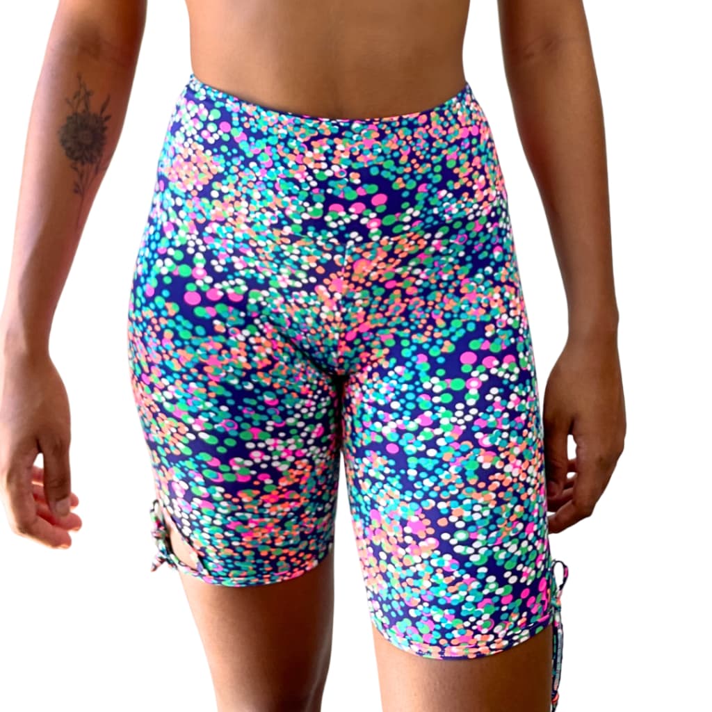 Short Feminino Academia Cintura Alta Fitness Estampado Colorido Shorts Treino Ginástica Confortável Elastano