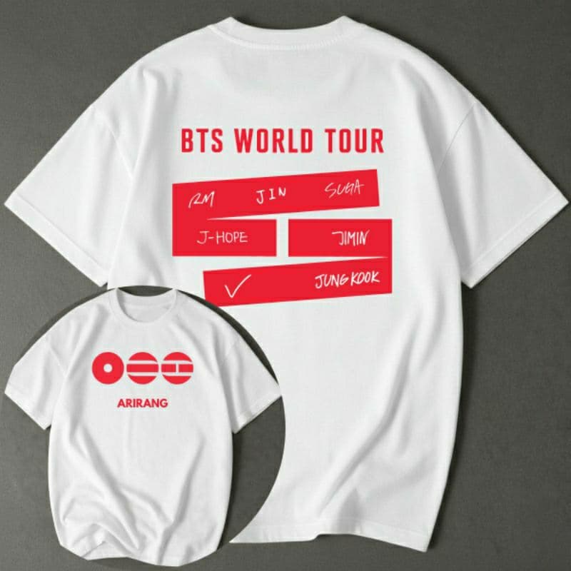 Camiseta Blusa Camisa Unissex BTS ARIRANG World Tour Kpop 100% Algodão Show Casual Básica