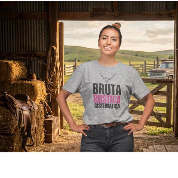 Camiseta Feminina Country Estampa Bruta Rústica Sistemática Camisa 100% Poliéster