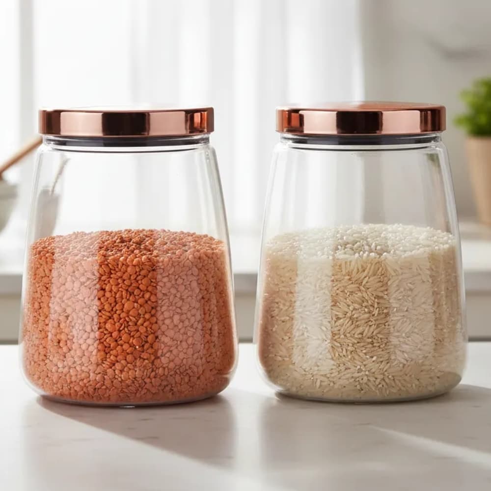 KIT 2 Pote de Plástico 2100ml com Tampa de Rosca Metalizada Multiuso