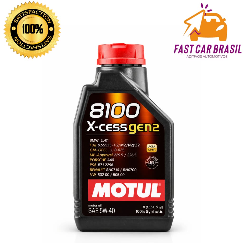 Motul 8100 X-Cess Gen2 5W40 Óleo Motor 100% Sintético Premium 1 Litro