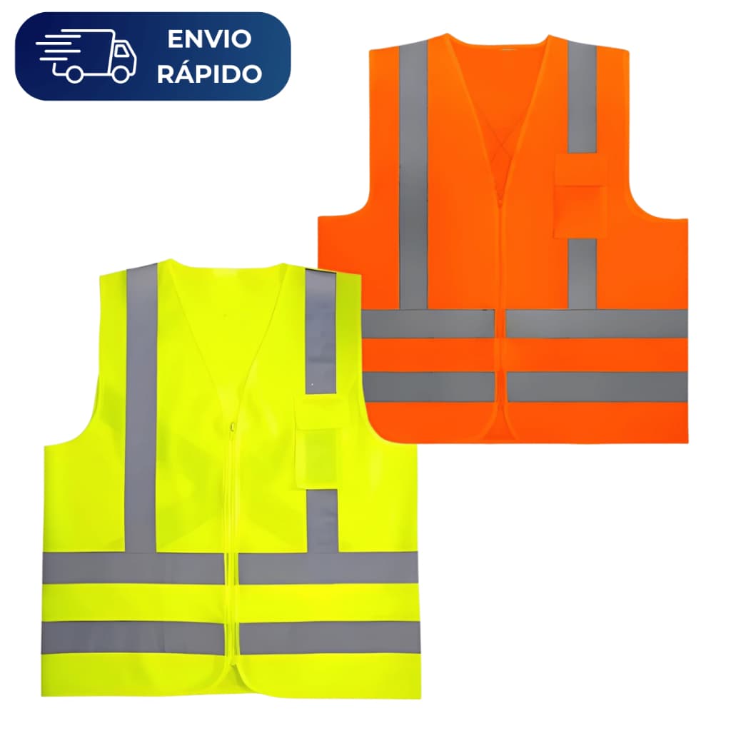 Colete Refletivo Segurança Tipo Blusão Com Zíper Sinalização Obras Trânsito Motoboy Rodovias