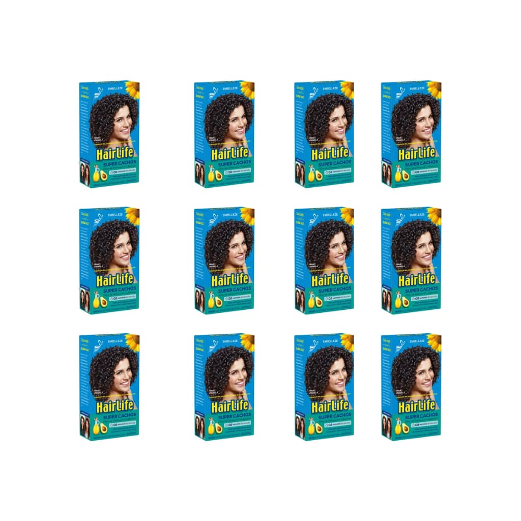 Creme Relaxante Hairlife Super Cachos Solto Natural kit com 12 unidades