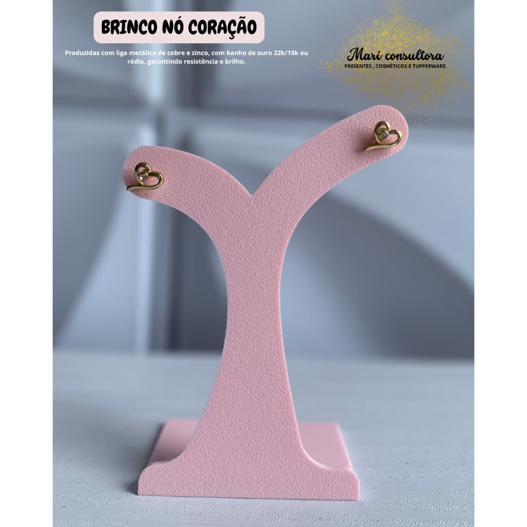 Brinco Coração Dourado Pequeno com Strass Feminino Delicado