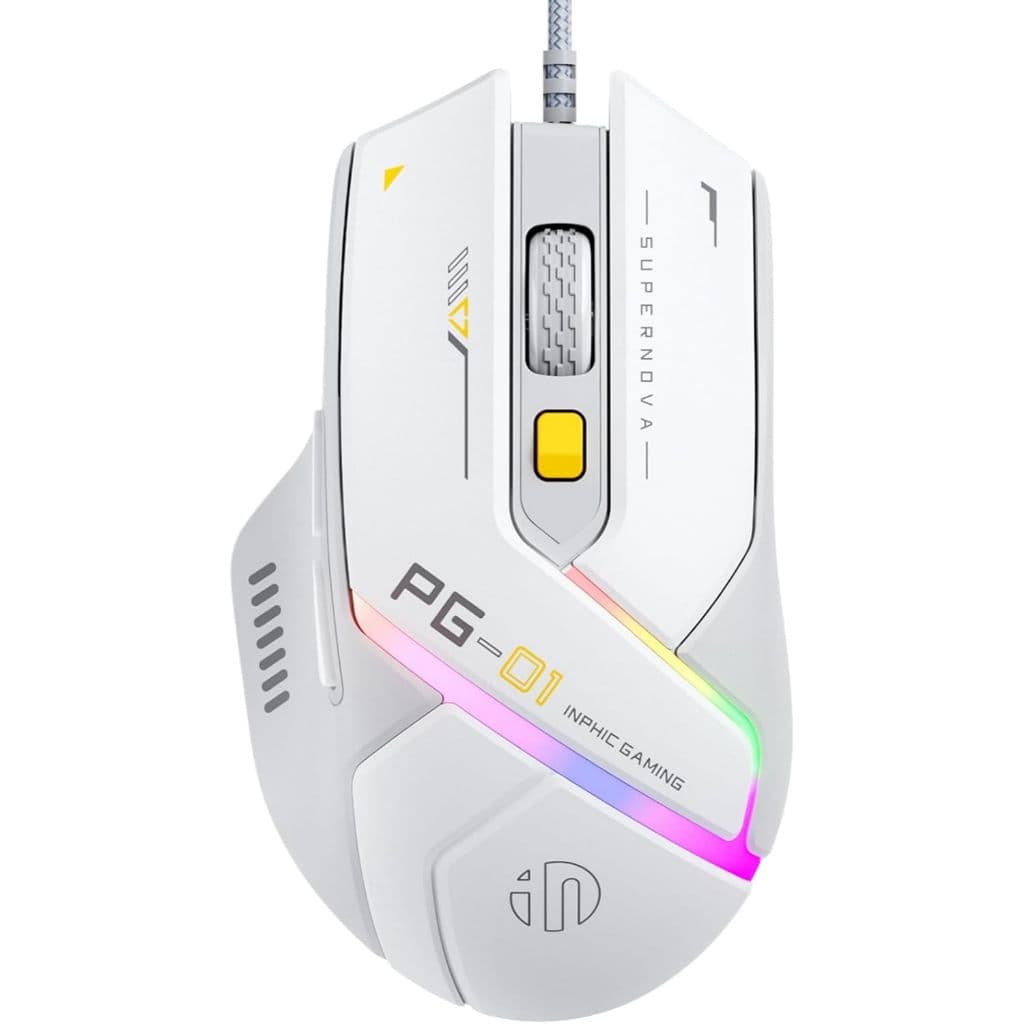 Mouse Gamer 12800Dpi 1000Hz Inphic PG1 Com Fio Chip A825 Alta Precisão Confortável de Usar Para Jogos e Escritório