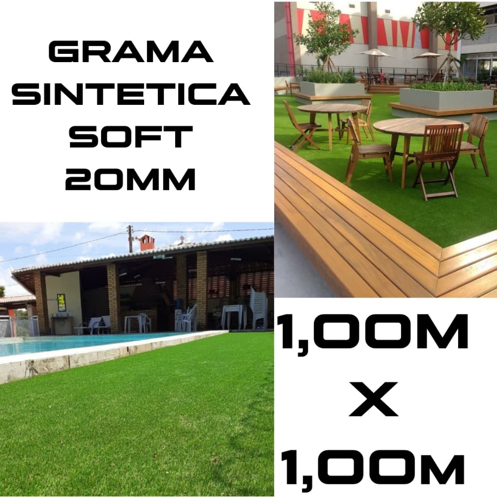 Grama Sintética Soft 20mm - 1m X 1m (1m²) Playground e Jardim