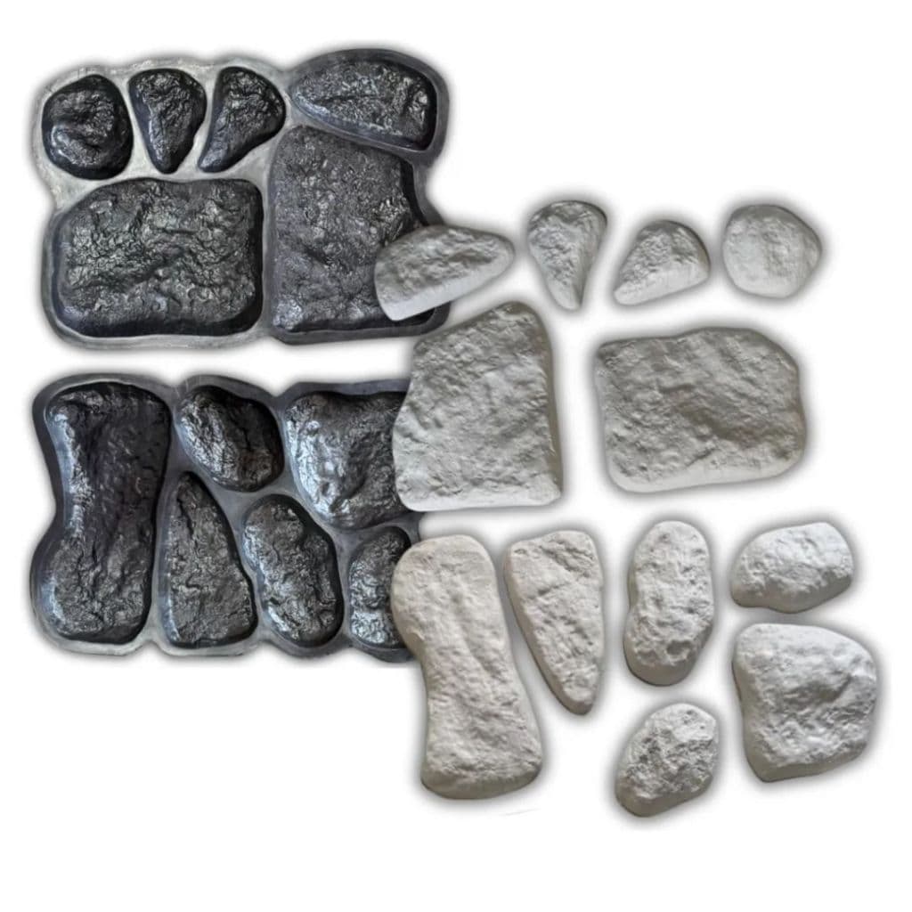 Kit 12 Pedras Molde Forma 3d Pedra Moledo Gesso e Cimento
