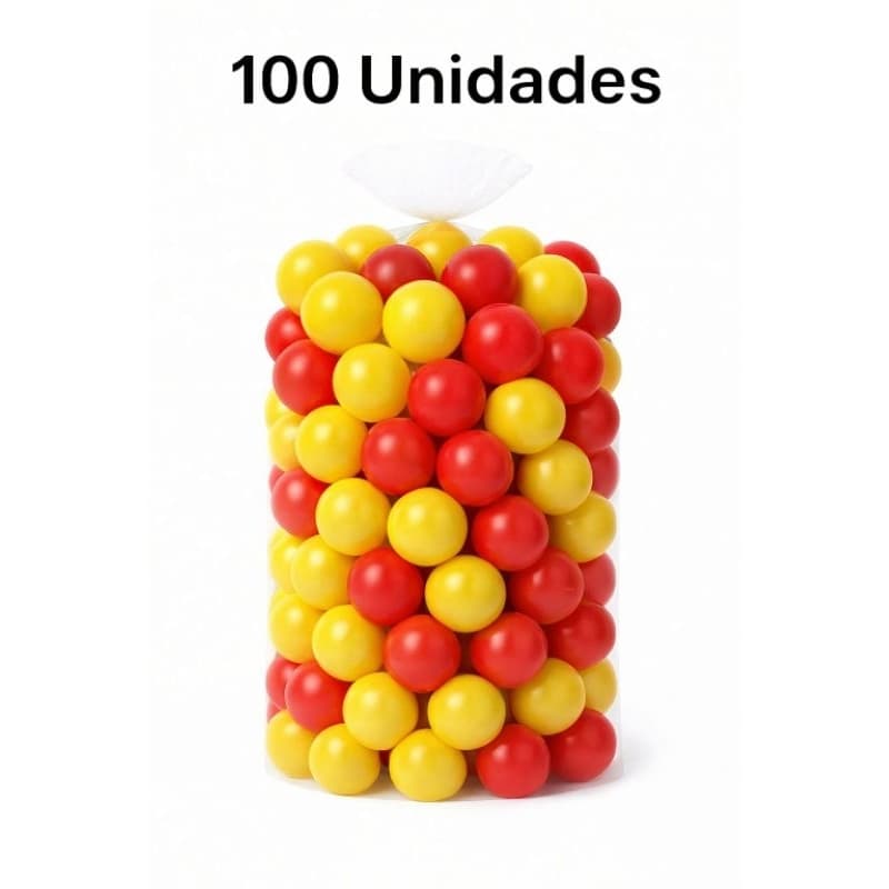 100 Unidades de Bolinha Plástica Colorida Vermelha e amarela Hotwheels Piscina Bolinhas 50, 100 e 200 - Não Amassam