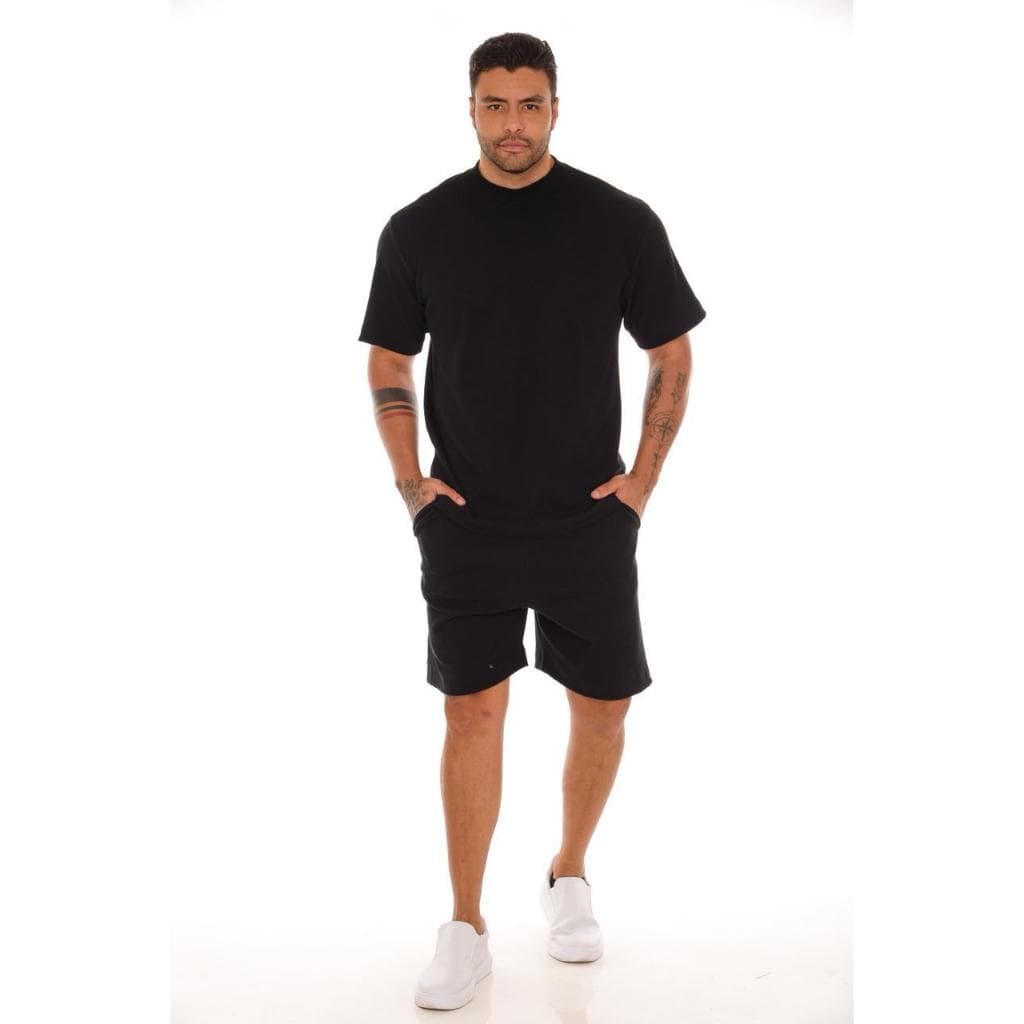 Conjunto Masculino Canelado Camiseta Manga Curta + Shorts