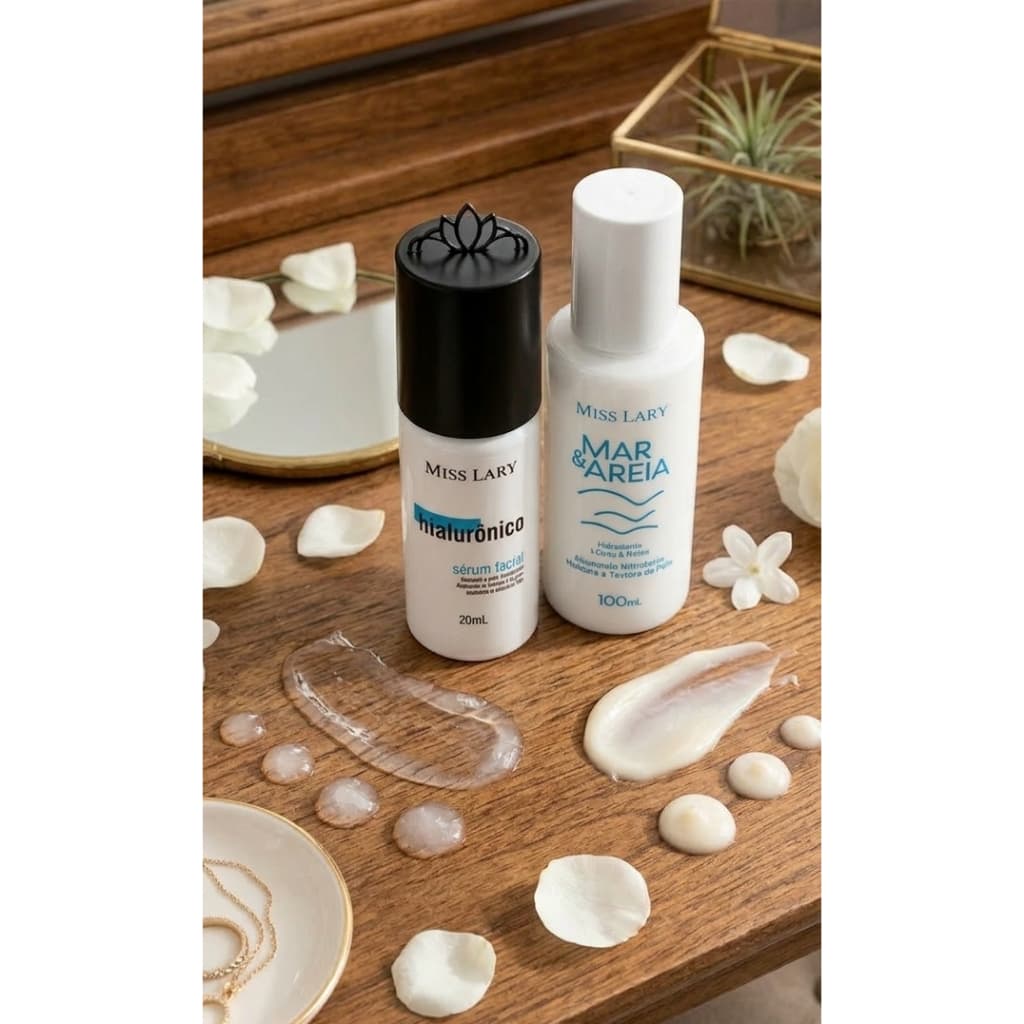 KIT! Hidratante - Mar e Areia ou Pitaya + Serum Facial - Hialuronico ou Niacinamida