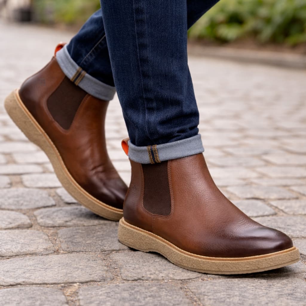 Botina Chelsea Couro Masculina Bota Gel P.U Agro Country