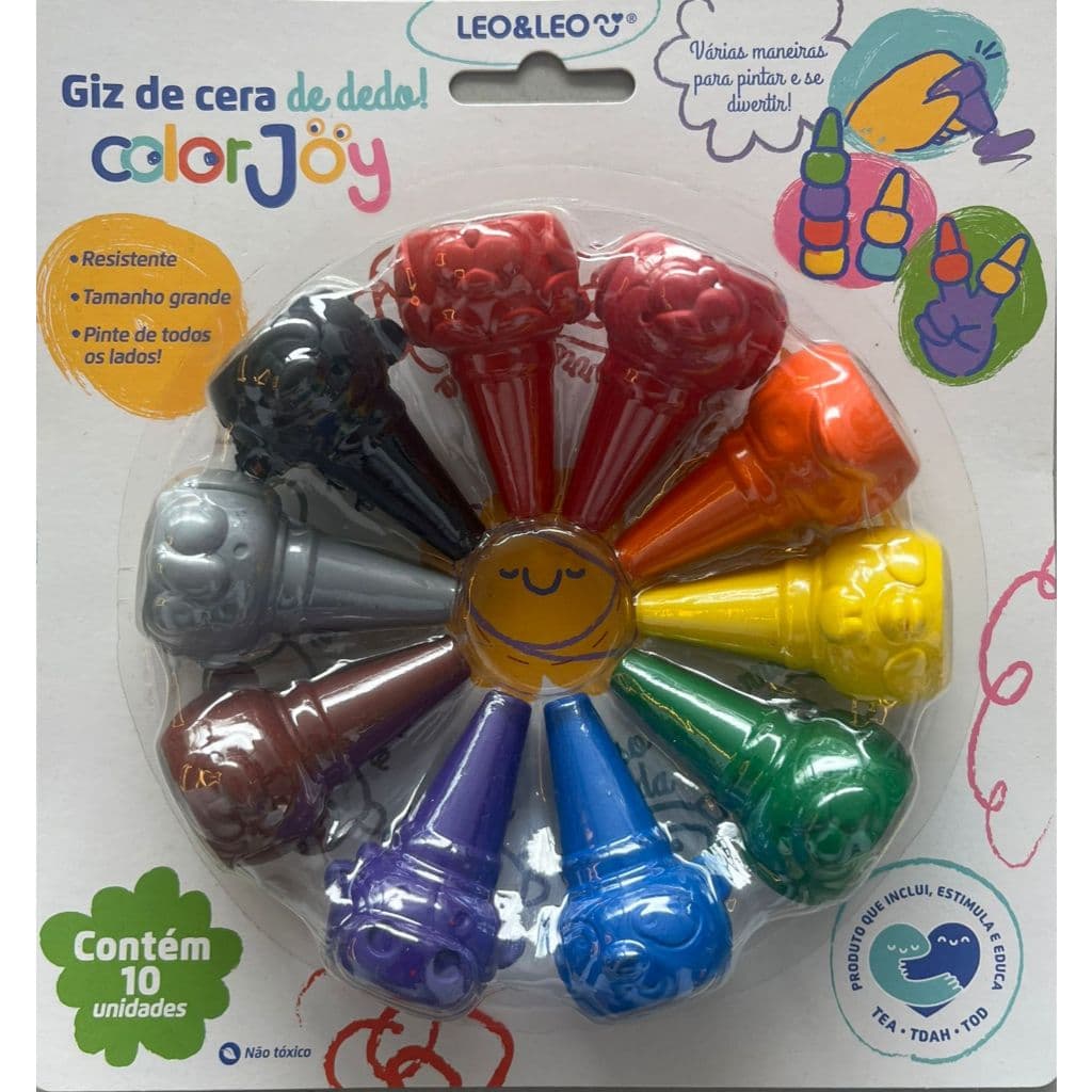 Giz de Cera de Dedo Inclui Estimula e Educa TEA TDHA TOD 10un