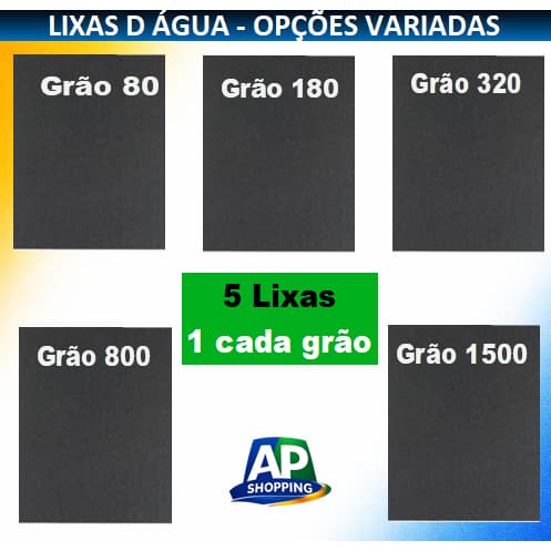 Lixa D’Água 80 - 180 -320 - 800 - 1500 Profissional Folha Grão Funilaria Polimento Automotivo