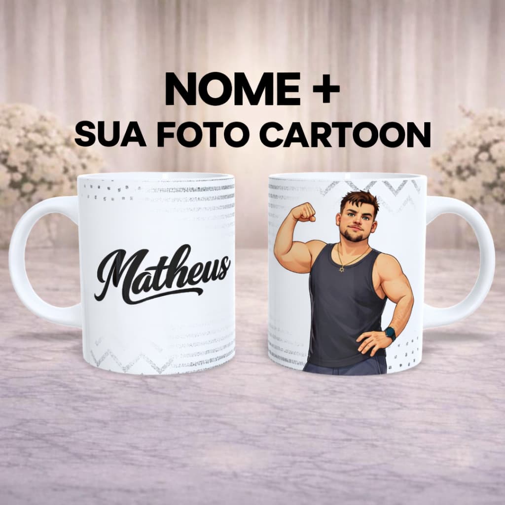 Caneca Personalizada com Nome e Foto Cartoon/Caricatura | Presente Criativo