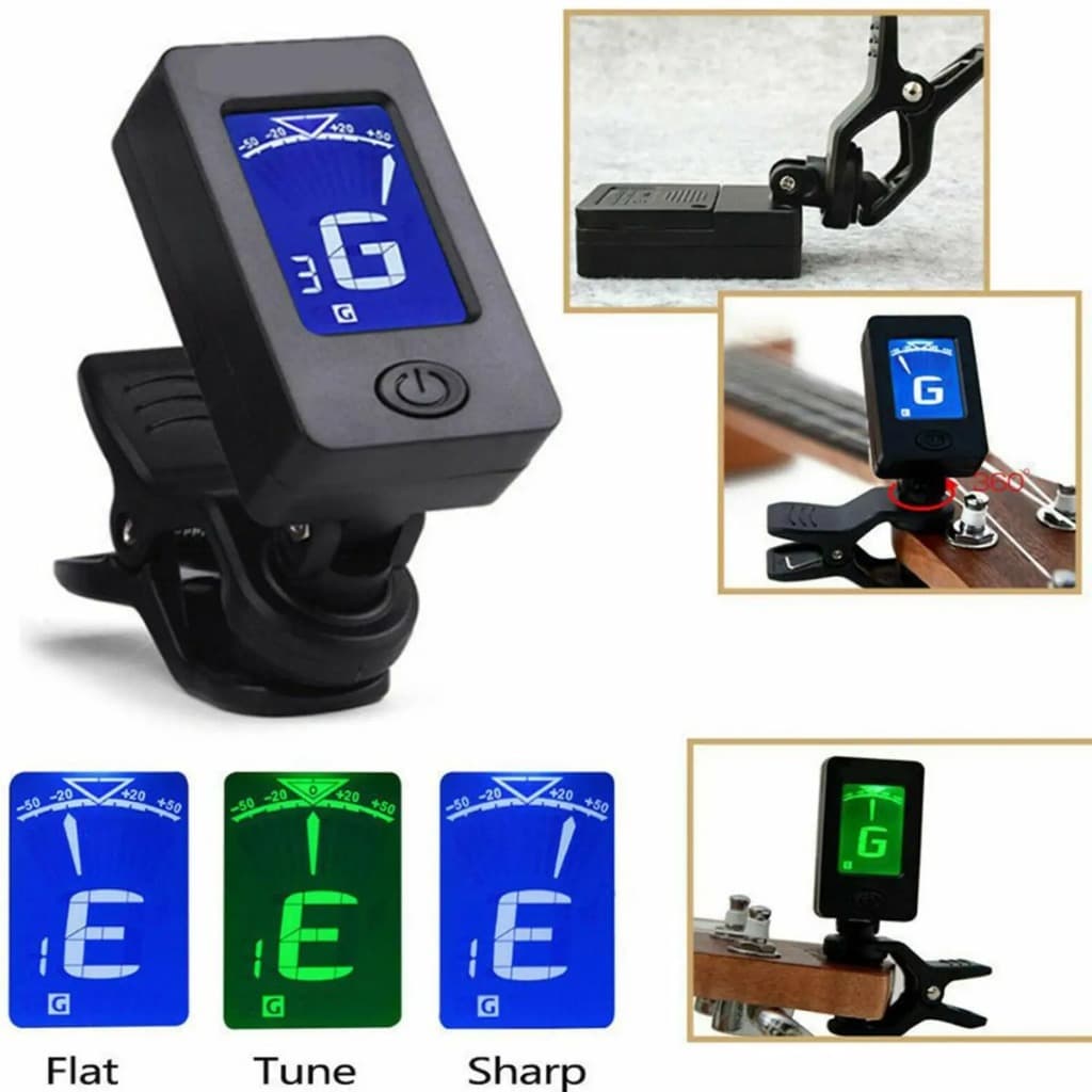 Afinador Digital Clip para Violão, Guitarra, Baixo e Ukulele –  Com proteção e Presilha