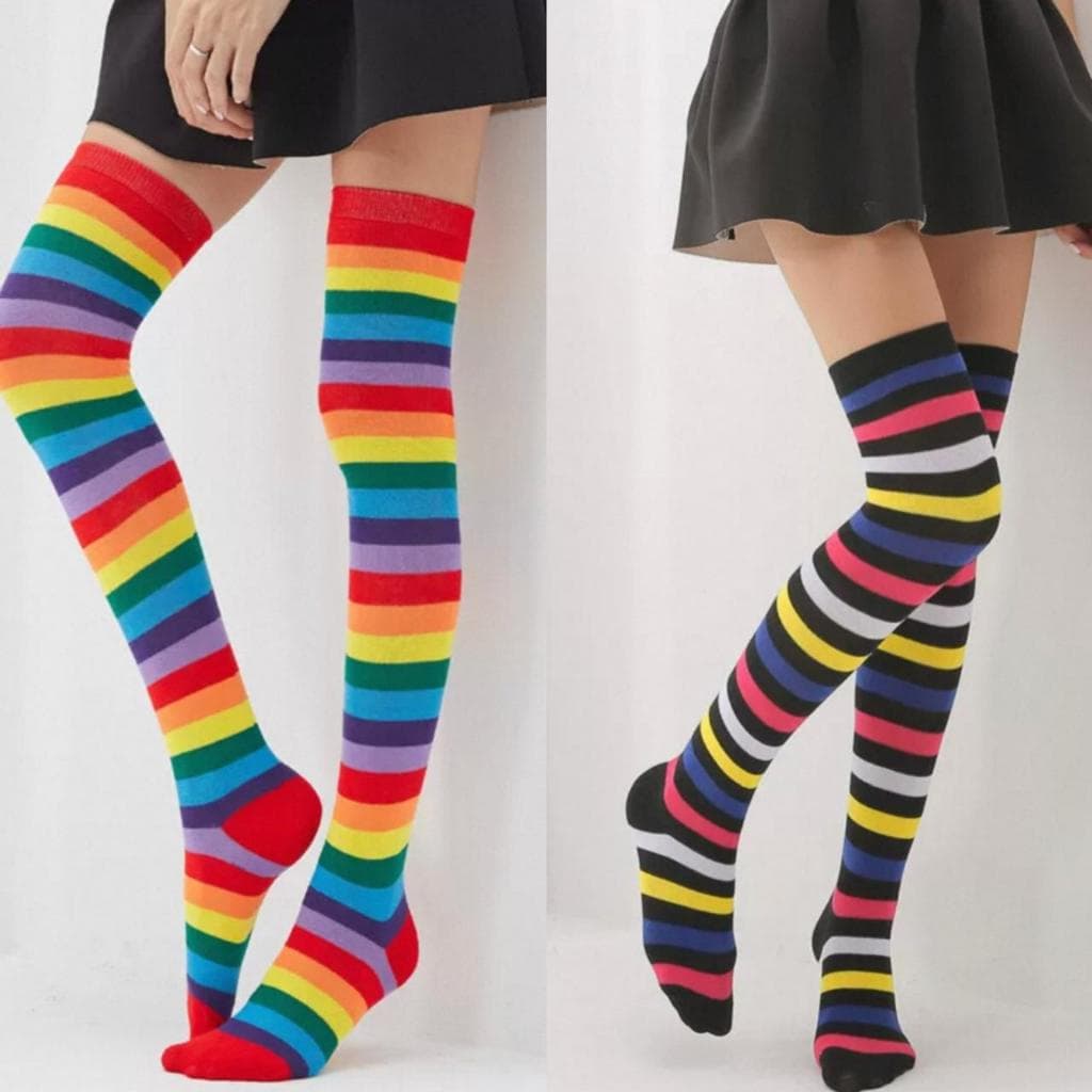 Meia Calça Listrada 7/8 Adulta Uniseex Para Festa~~s