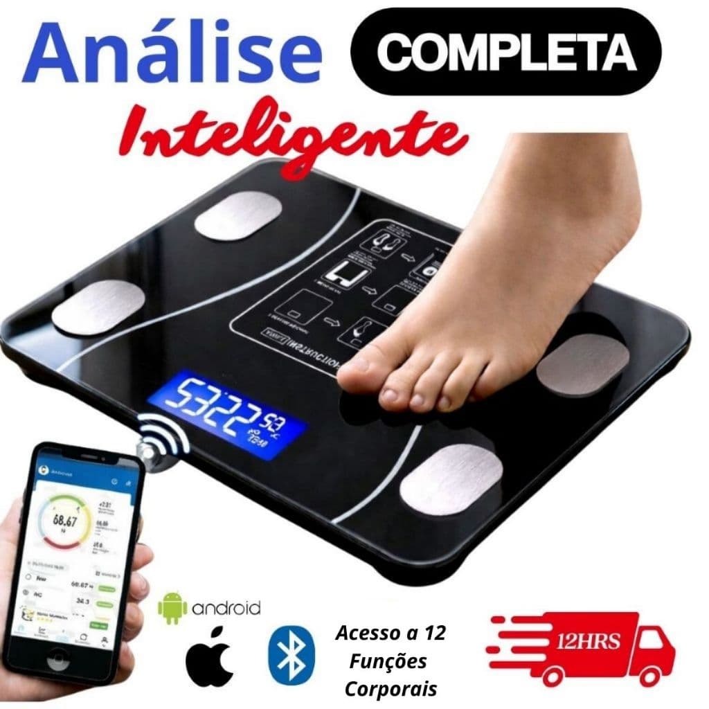 Balança  Bioimpedancia Corporal Inteligente App Bluetooth Analise De Gordura Musculo Imc 140kg