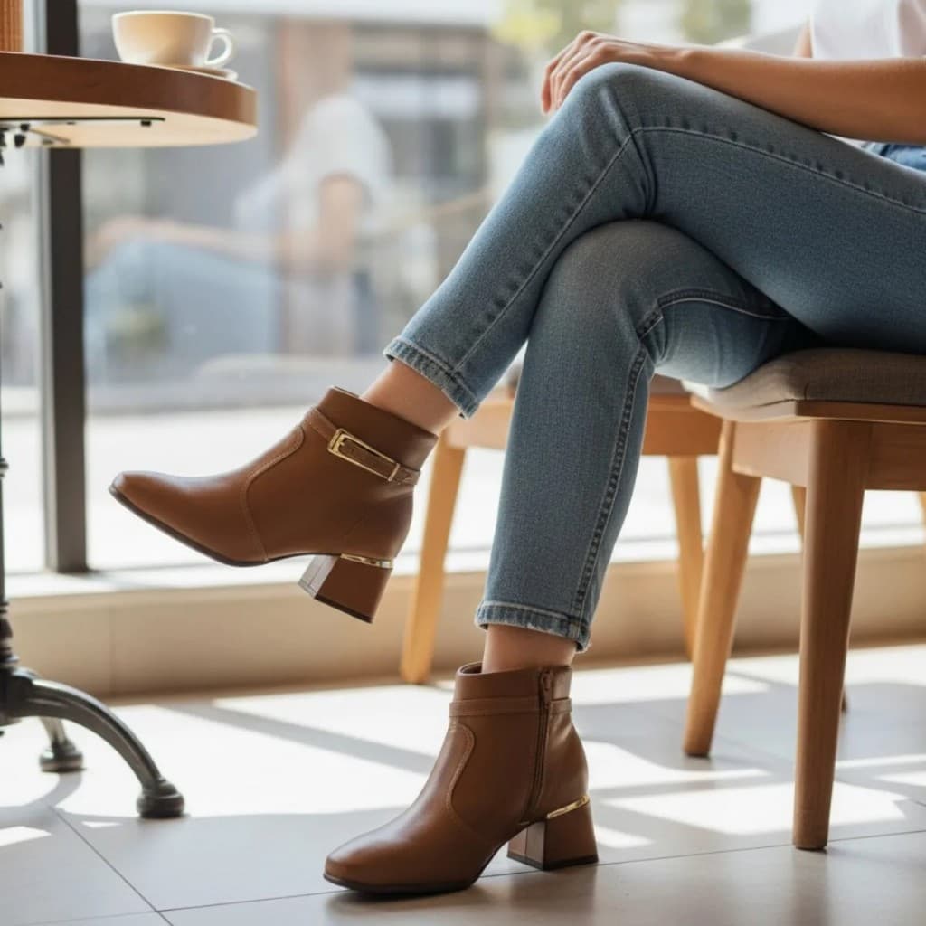 Bota Feminina Forrada Modare 7082.207 Cano Curto Salto Medio
