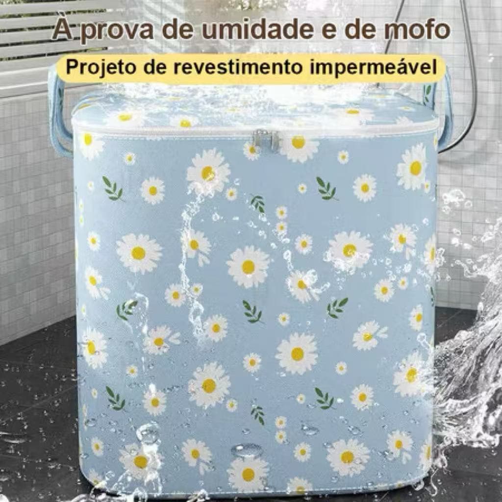 Caixa organizadora 140L com tampa – Adequada para edredons, cobertores e roupas.