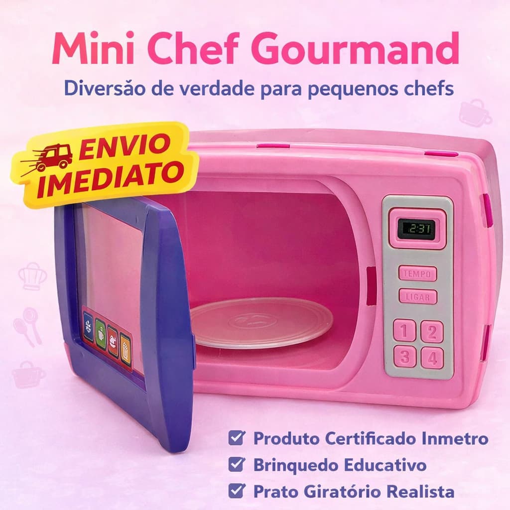 Mini Micro-ondas Infantil Brinquedo Cozinha Infantil com Prato Giratório | Brinquedo Educativo Criança