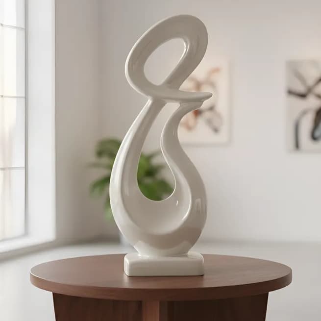 Escultura Abstrata Buzzios Cinza Decorativa 34cm