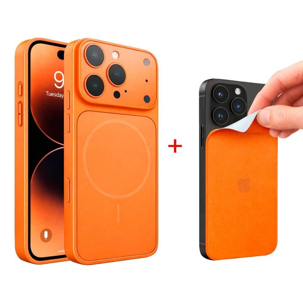 Kit Capa Muda Aparencia Case Magsafe Nano Glass Para Iphone 11 12 13 14 15 16 17 Pro Max + Adesivo