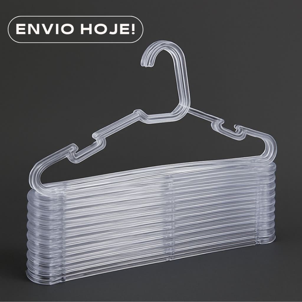 Cabide Acrílico Adulto Kit Cabides Transparente Reforçado Organizar Roupas