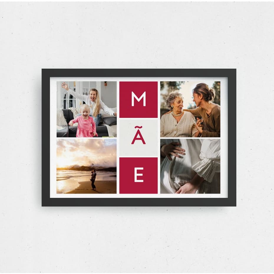 Quadro Mãe Mosaico 4 fotos Presente Decorativo Dia das Mães