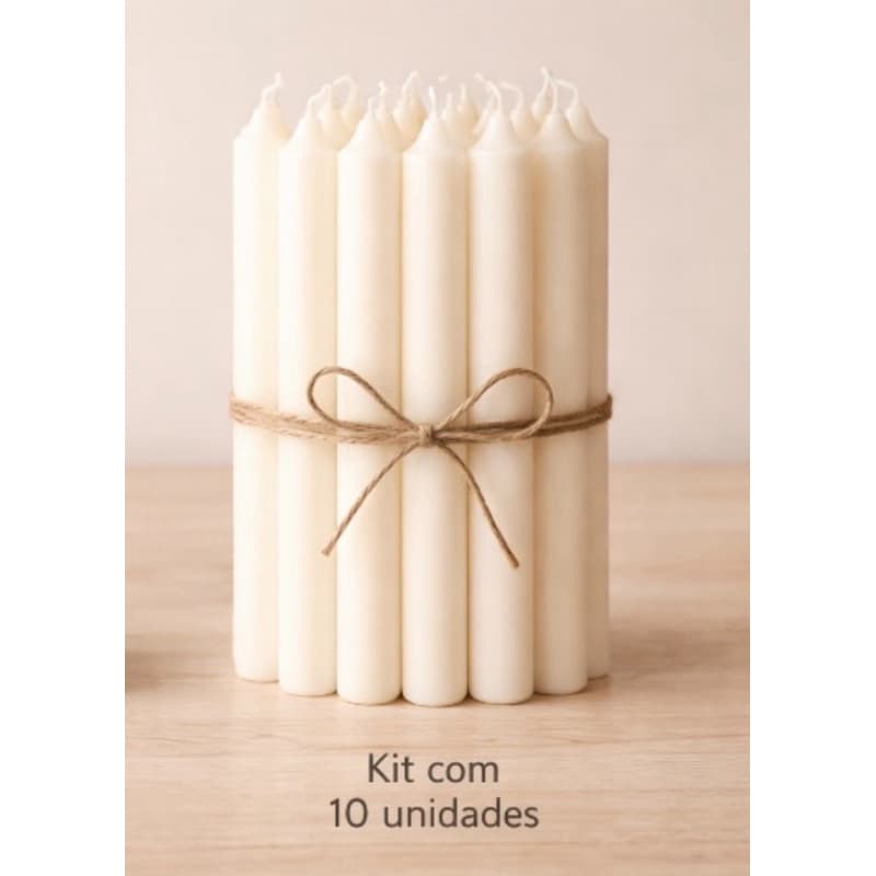 Velas Palito 18cm Brancas | Kit Velas para Oração, Ritual, Umbanda, Igrejas, Alta Qualidade e Queima Uniforme