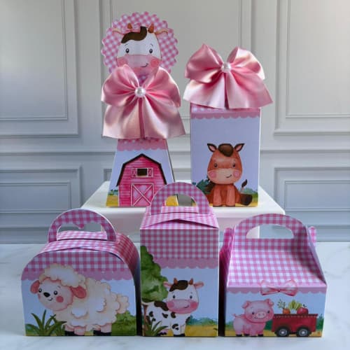 kit (pegue e monte) personalizados fazendinha rosa | fazendinha rosa | lembrancinhas