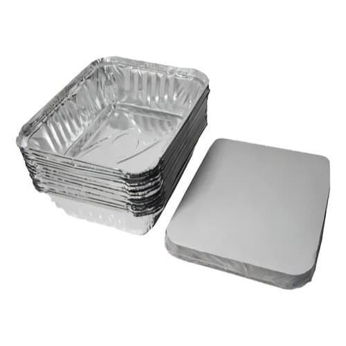 Bandeja de Alumínio M120 c/100 de 500ml com Tampa Cartão Aluminizado para Alimentos - MELLO