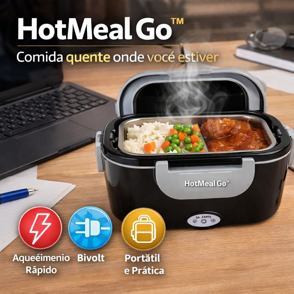 Marmiteira Elétrica Bivolt Porta Alimentos Aquecedor Marmita HotMeal Go™ Pro