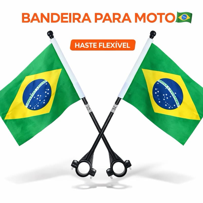 Bandeirinha do Brasil para Bicicleta Moto com Suporte | Bandeira Brasil Torcedor Copa do Mundo