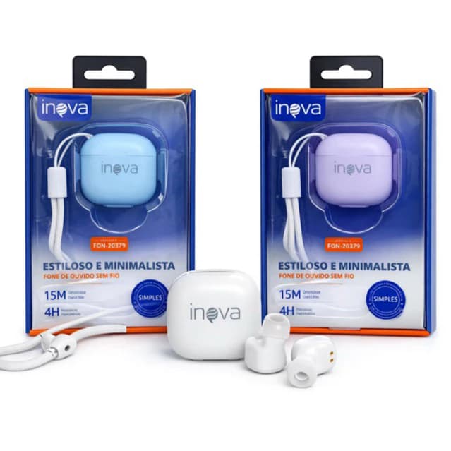 Fone de Ouvido Bluetooth Inova FON-20379 TWS Minimalista Estiloso